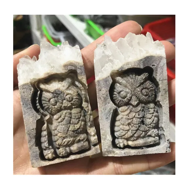 

Wholesale natural quartz crystal crafts Spiritual healing stones agate cluster owl