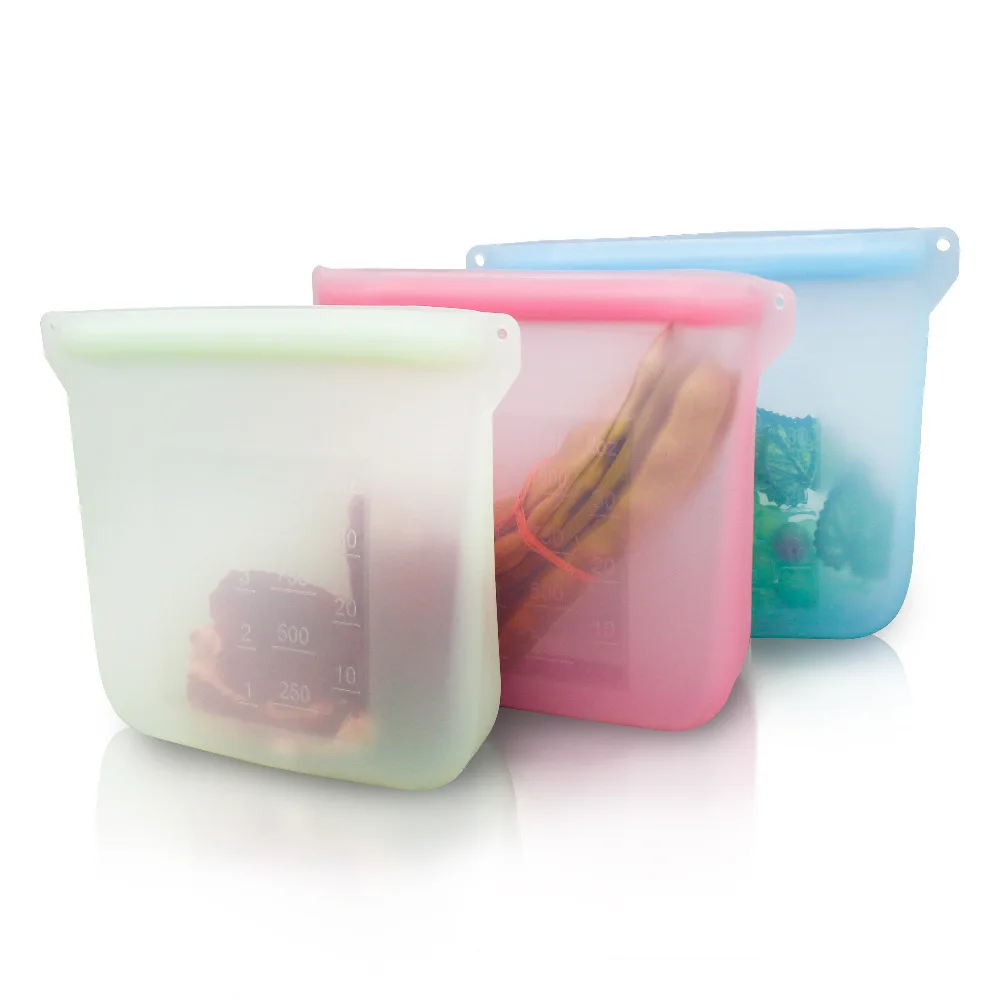 

Thick silicone food storage ziplock bag for vegetables fruits and meat bolsa de silicona para almacenamiento de alimentos, Picture shown