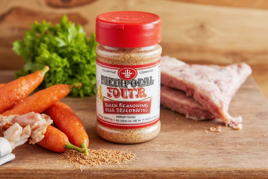 Spice rack with a jar of Montreal steak seasoning