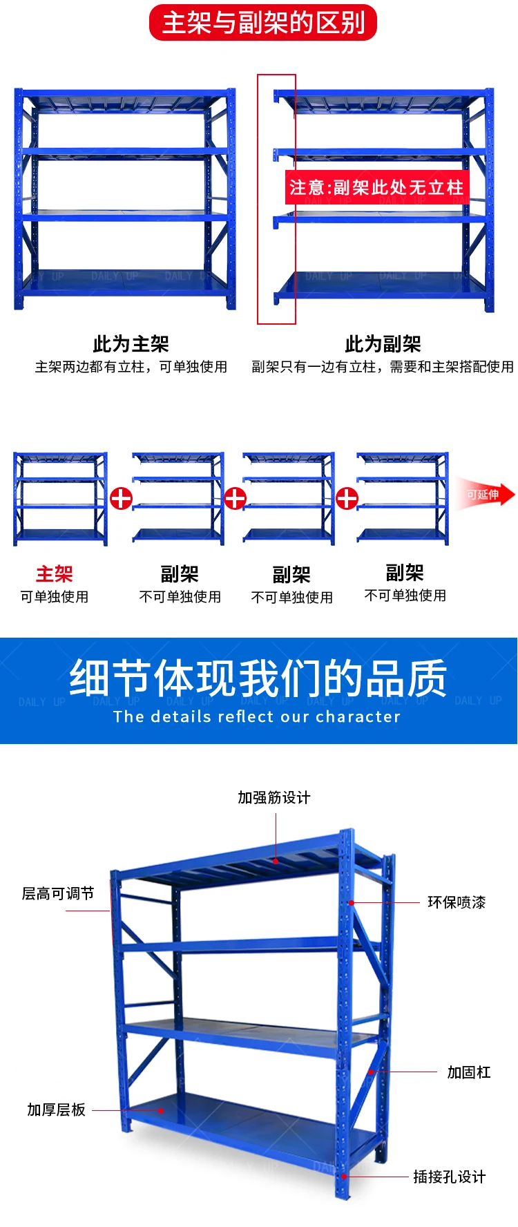 Customized goods shelf Cheap metal storage rack Supermarket Warehouse heavy duty storehouse goods rack