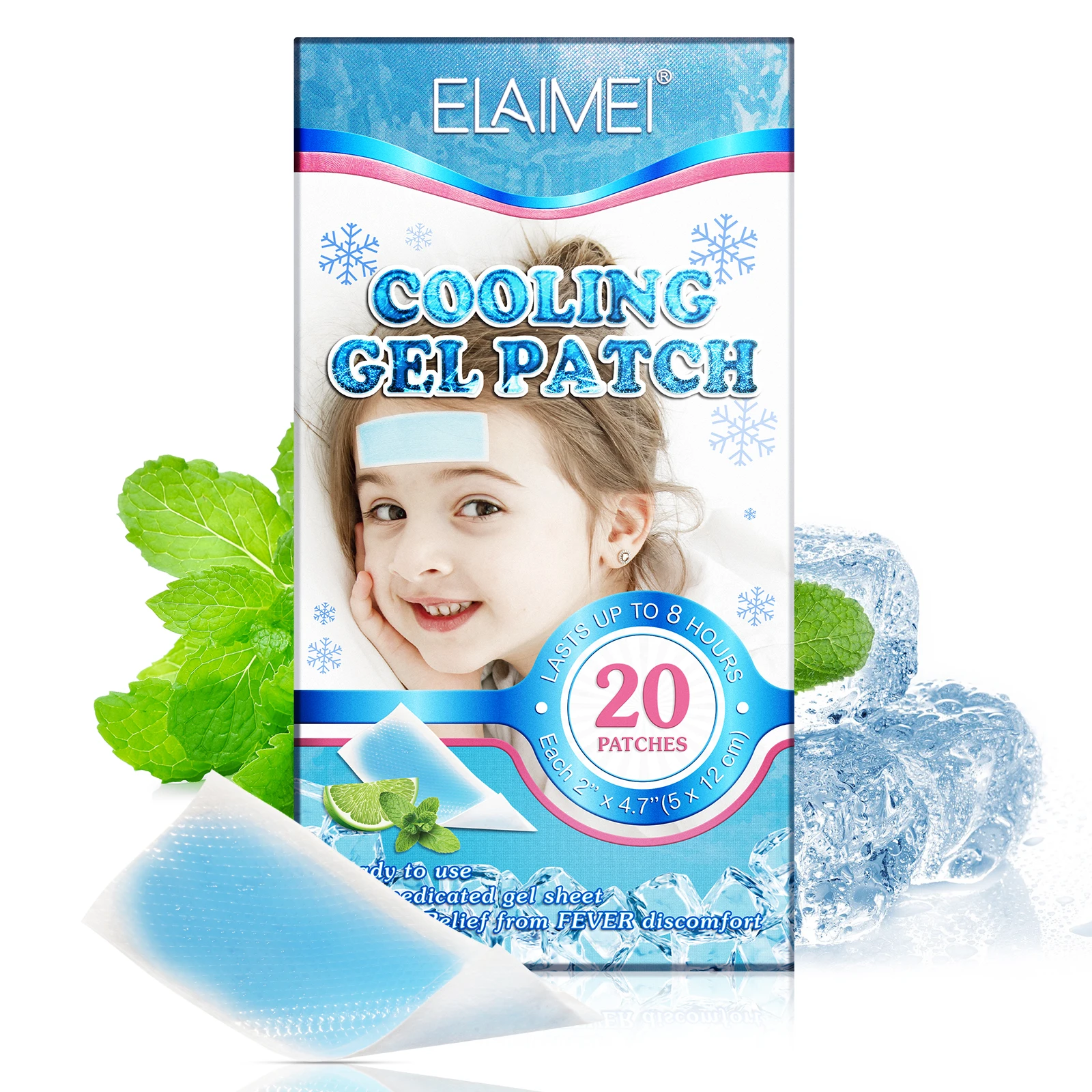 

ELAIMEI Hydrogel Non-medicated Physical Safety Gently Skin Friendly Reducing Fever Cooling Gel Patch
