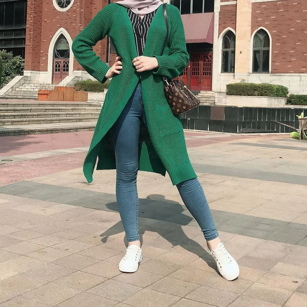 

New Collection Hijab FREE SHIPPING Winter Daily Wear Knitting Arabic Modern Muslim Women Sweater Islamic Clothing, Green,gray,black,coffee,apricot,pink,wine red