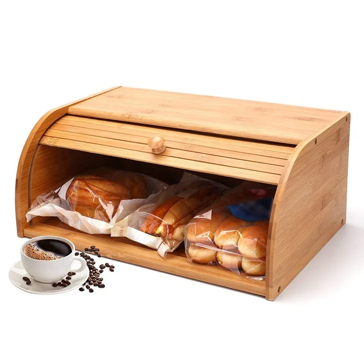 

Bamboo dustproof bread box food storage box bamboo kitchen storage box