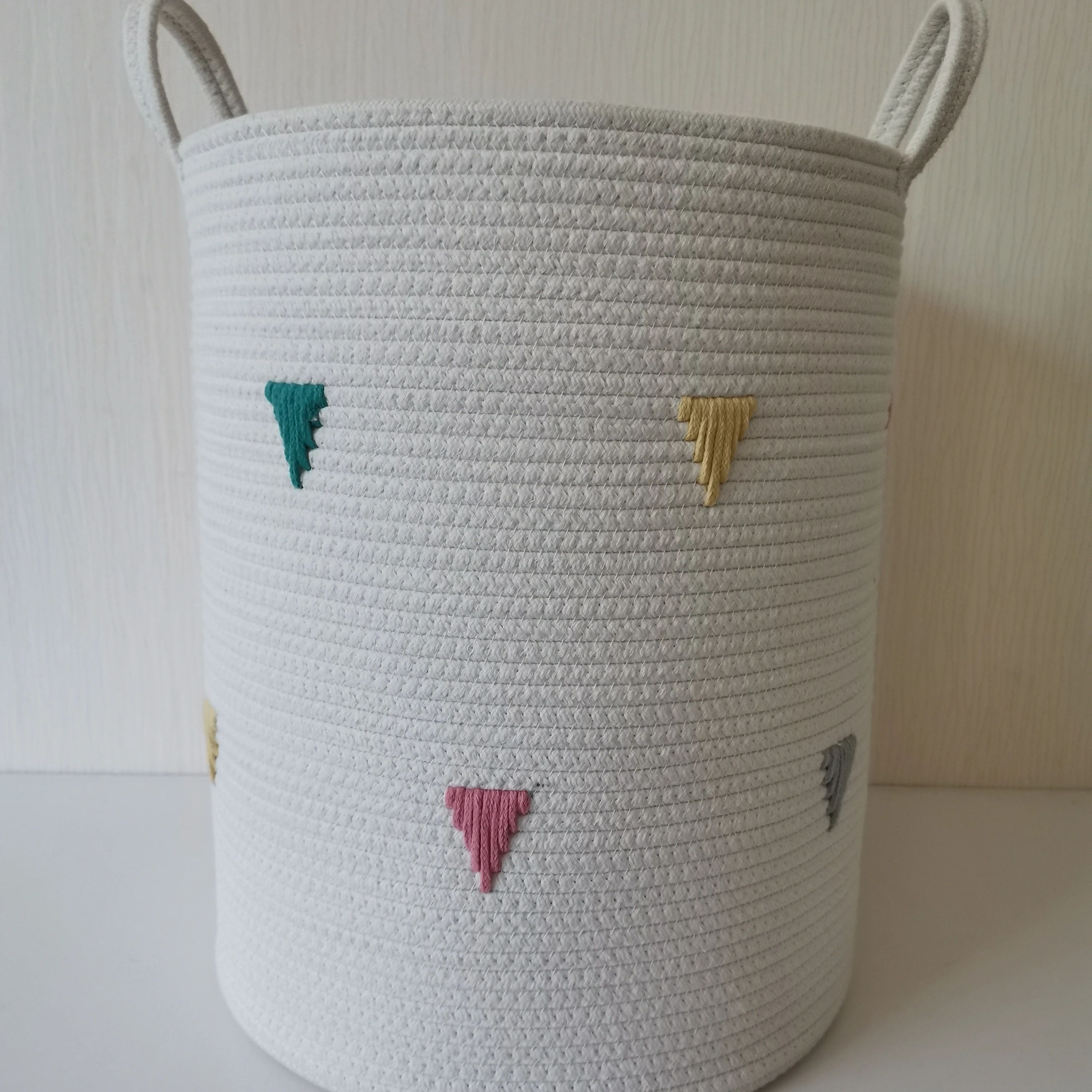 

Extra Large Cotton Rope Basket 13.8"x17.7", Woven Baskets for Storing Blankets, Towels, Toys, Diaper. mats,round basket, Customized color
