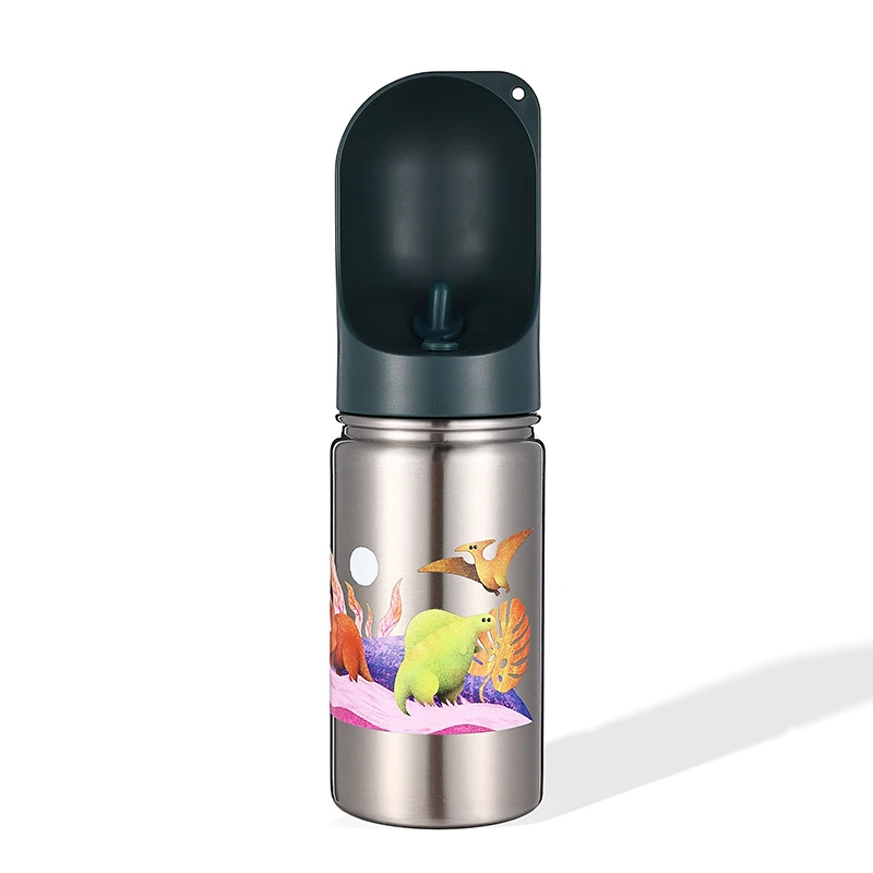 

2022 New Stainless Steel Dog Water Bottle Portable No Proof Puppy Water Fountain Outdoor Travel Dispenser for Pets, Steel color or customized color