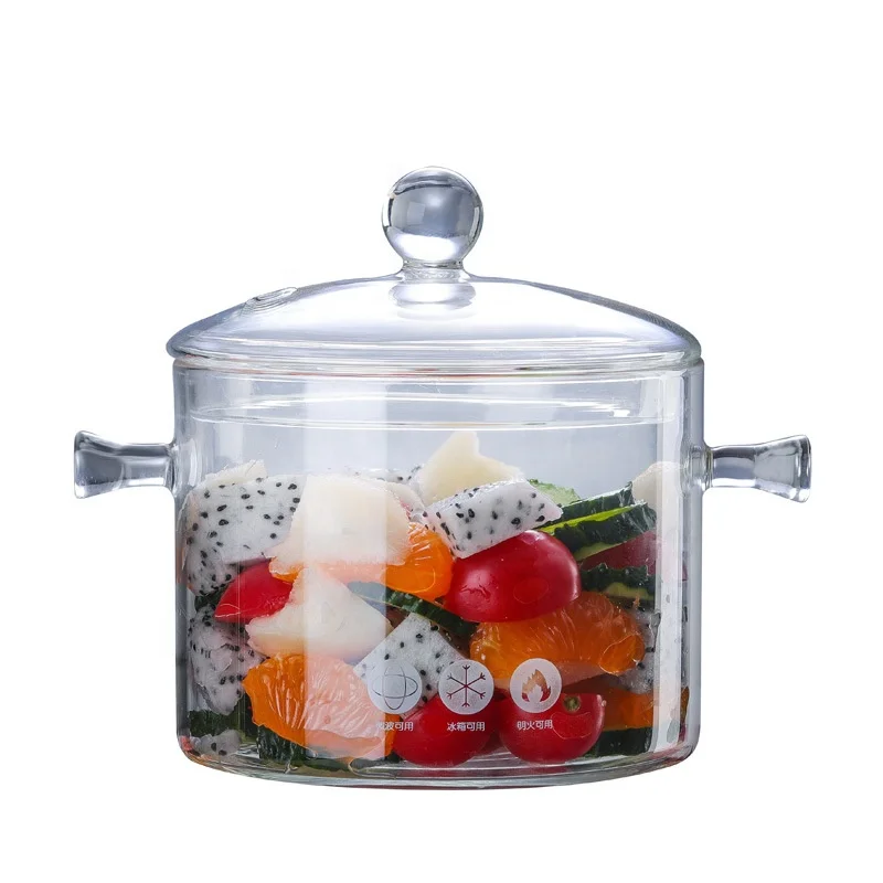 Hot sale Glass Soup Pot Borosilicate Heat Resistant Pyrex Clear Glass Cooking Pot Safe for Induction , Gas Cooker , Dishwasher