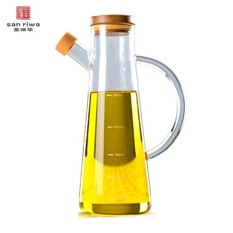 

Borosilicate Glass Oil Jug Oil Vinegar Organize Cooking Oil Bottle Glass Leakproof Dispenser With Bamboo Lid, Clear