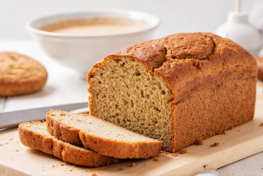 Perfectly sliced keto cinnamon bread with visible cinnamon swirl on wooden cutting board