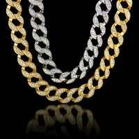 

2020 New Iced Out Cuban Link Chain Mirco Diamonds Full Pave 18k Gold Plated Men 15mm Chunky Link Chain Necklace Custom Necklace