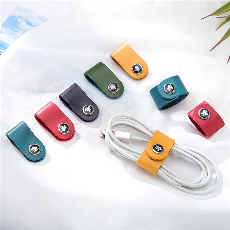 

FS0390 Leather Cable Straps Cord Organizer Holder for USB Cable Earphone Wire, See below pictures showed
