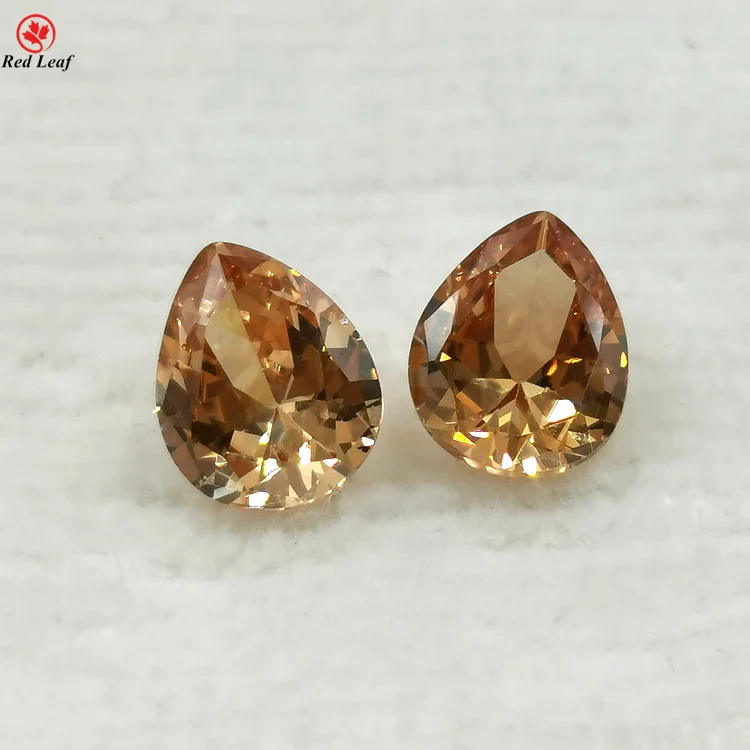 

Wuzhou Redleaf Factory Synthetic Cz Gems Pear Cut Cubic Zirconia Loose Gemstone 8x10mm Champagne Color Synthetic (lab Created)