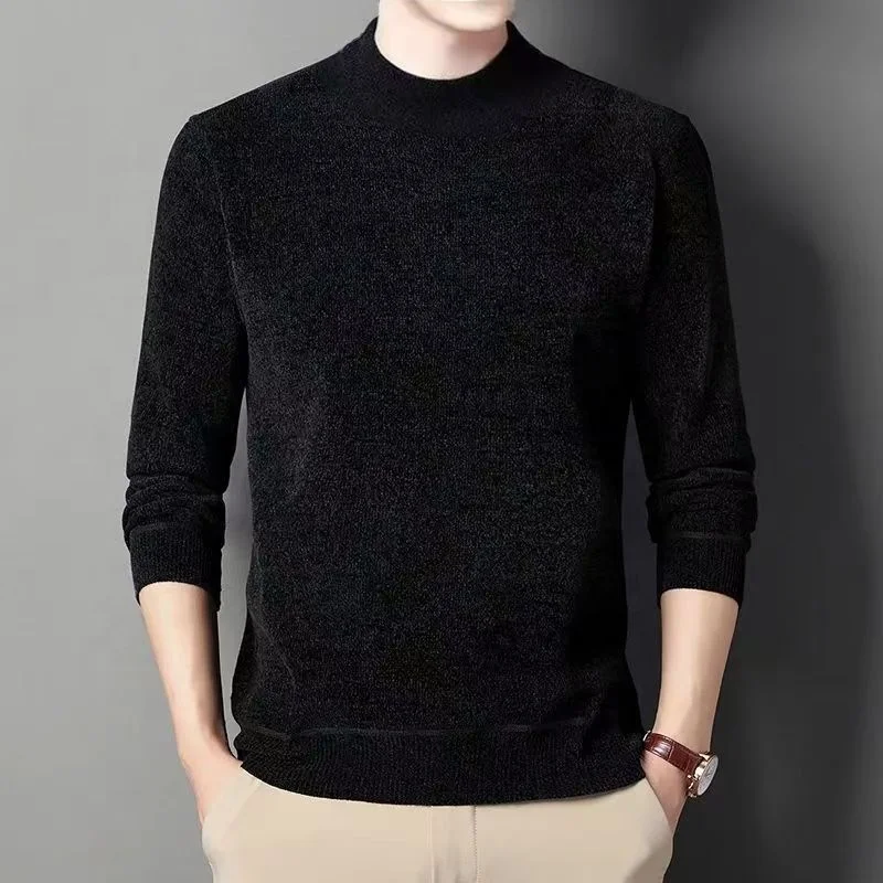 Men's Round-Neck Loose-Fitting Thickened Knitted Sweater Winter Warm Long-Sleeve Anti-Wrinkle Front Custom Option 100% Polyester