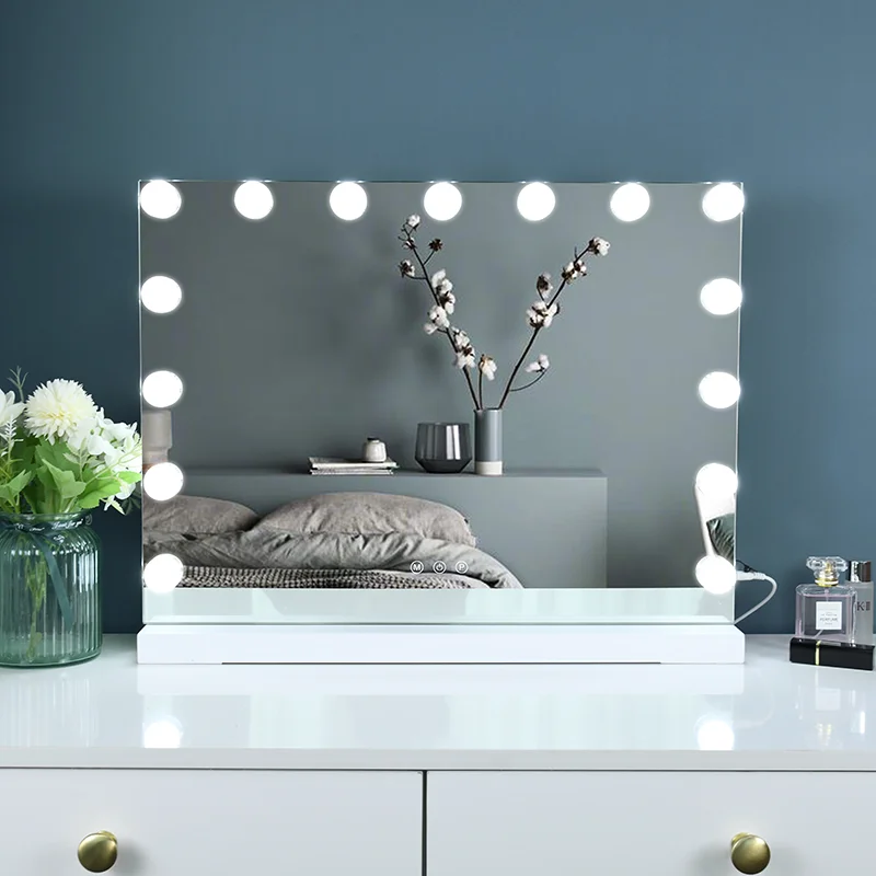 

Hollywood Vanity Mirror 3 Adjustable Touch Screen Frameless Makeup Led Lighted Mirror With 15 Bulbs