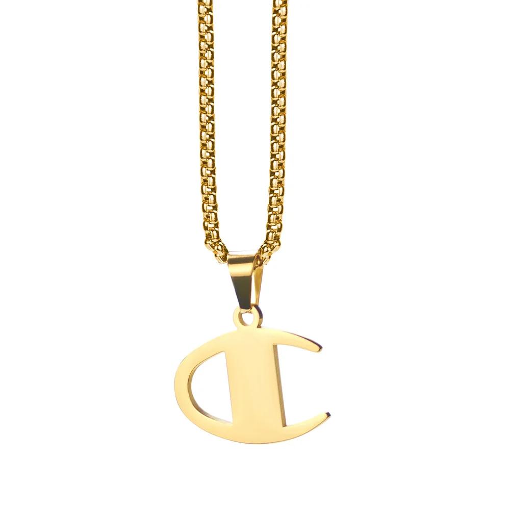 

High Polished HIPHOP Cool Stainless Titanium Steel Real Gold Plated Logo Shape Pendant Hip hop Jewelry Necklace, Silver,gold