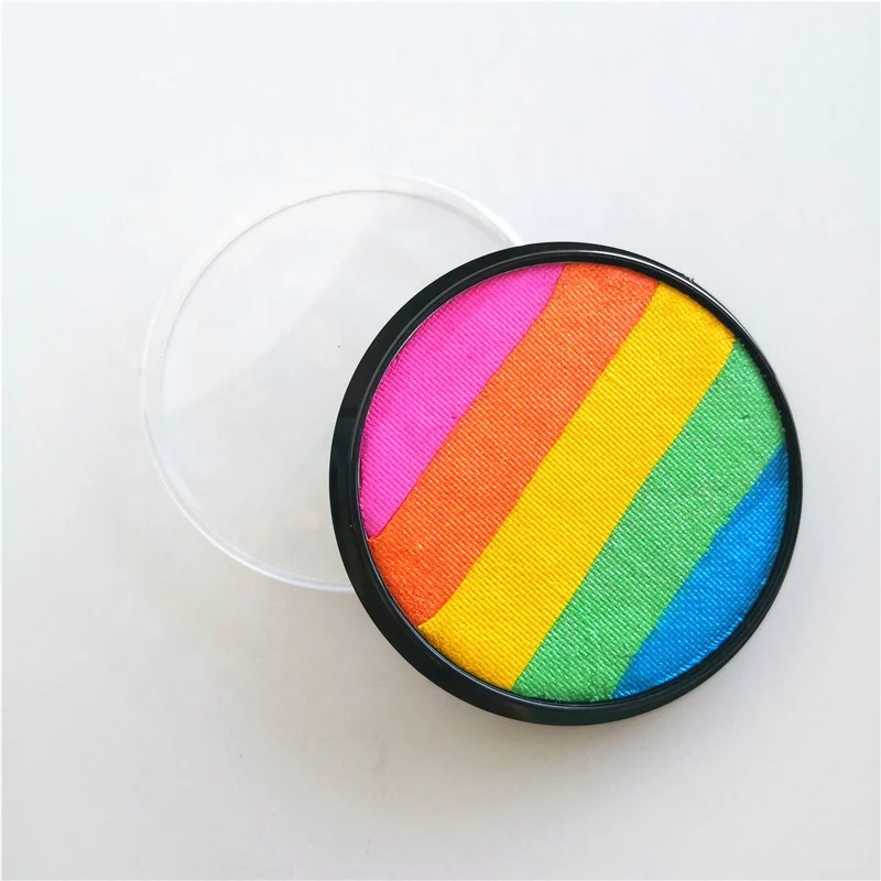 

custom professional rainbow split cake face body painting water activation eyeliner