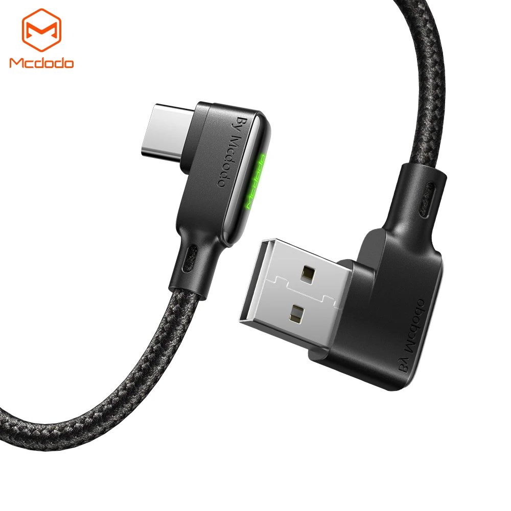 

Mcdodo New Wholesales 90 Degree Right Angle Phone Gaming USB-C Cable Laptop Charger Universal USB C Data Charging Cable