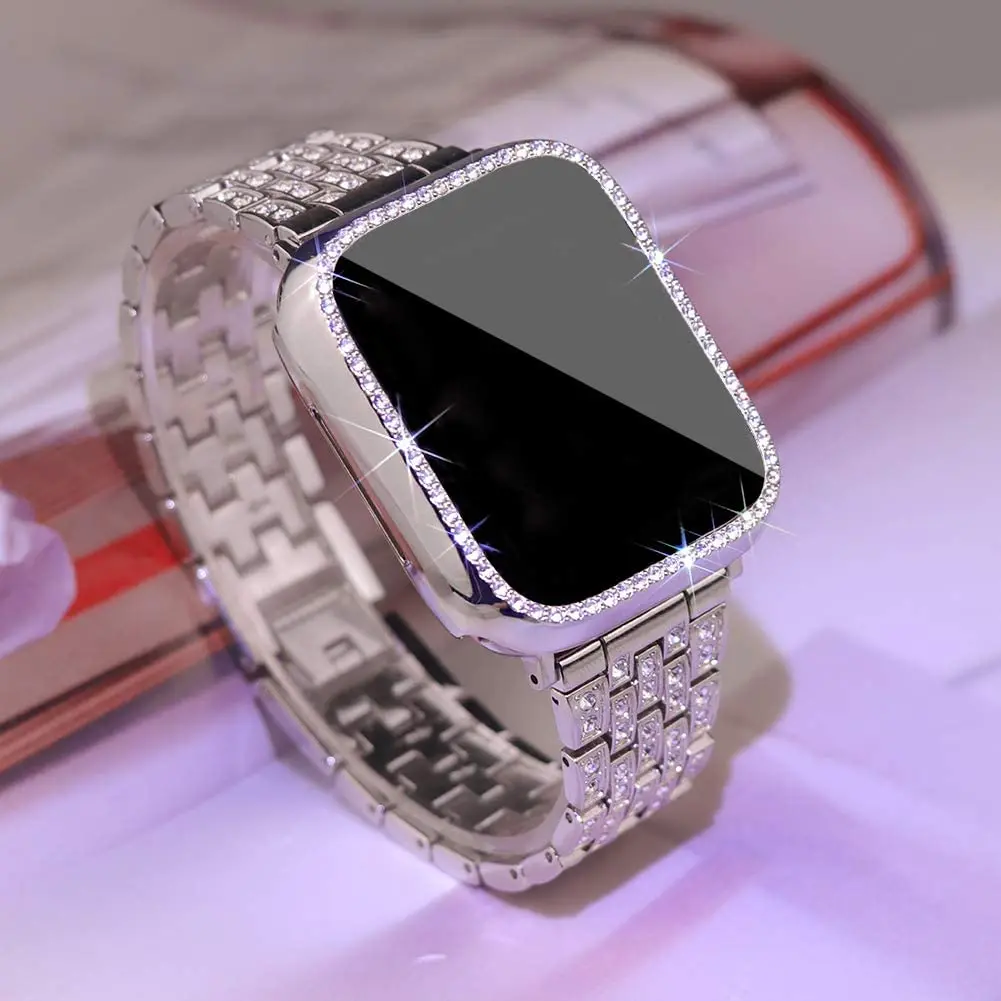 

For Amazon Best Sale Crystal Diamond Strap for Apple Watch Band 38/40mm 42/44mm with Luxury Watch Cover, Multi color