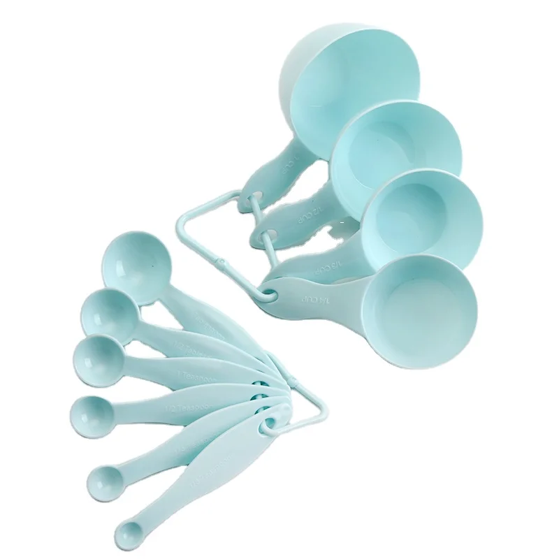 

Easy to Read Plastic 10 Piece Sky blue Measuring Cup and Spoon Set Measuring set