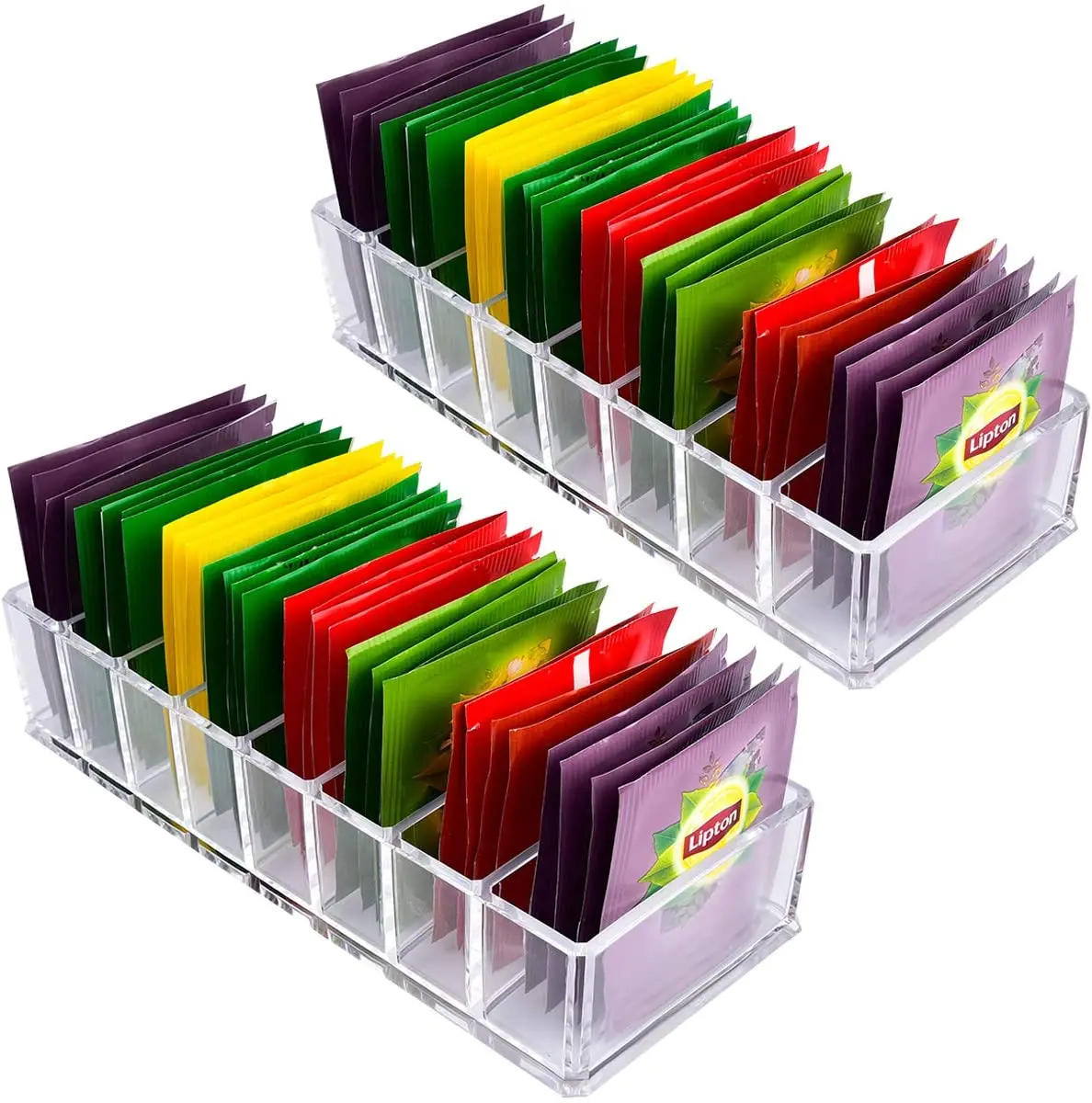 

Tea Bag Holder Storage Kitchen Pantry Cabinet Countertop Food OrganizerFor Beverage Bags| Sweeter ketchup packets Spice 8 cells, Transparent