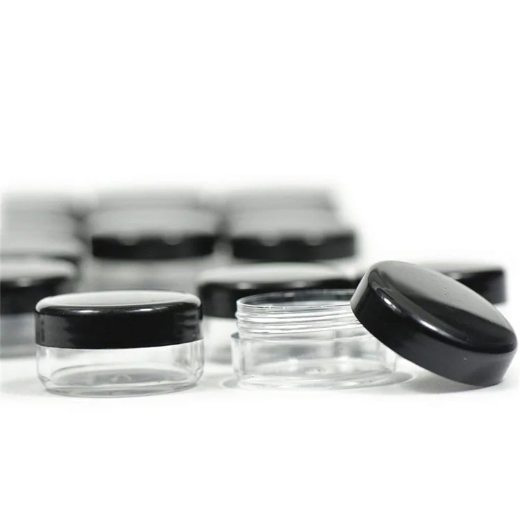 

Free sample Recyclable Material travel Private label black vials cosmetic containers 3g 5g small cream jar plastic containers