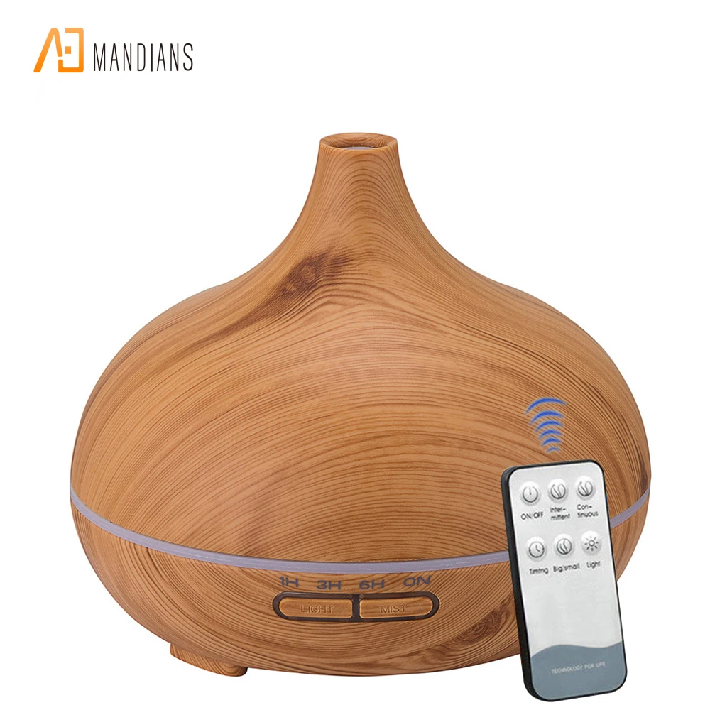 
Remote control Ultrasonic 400ml with Colourful Night Light Cool Mist Wood Grain Aroma Essential Oil Diffuser Air Humidifier 