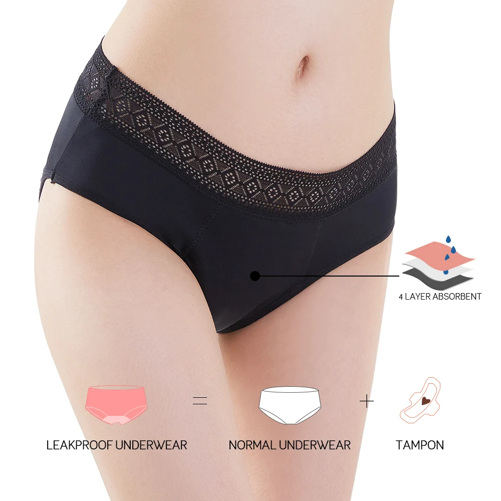 

Lynmiss Reusable 4 Layer Ladies Bamboo Incontinence Underwear Bragas Leak Proof Woman Functional Menstrual Period Panties