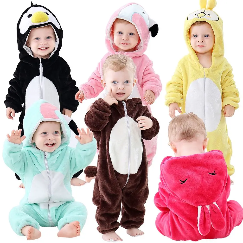 

Infant Baby Rompers Clothes 0-3Y Toddler Boy Girl Cartoon Onesie Zipper Flannel Warm Newborn Baby Kawaii Clothing