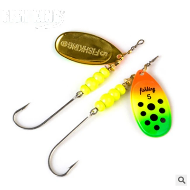 

FISH KING Spinner Bait 5g Fishing Lure Bass Hard Baits Spoon With Hook Tackle High Quality for Pike Carp, As picture