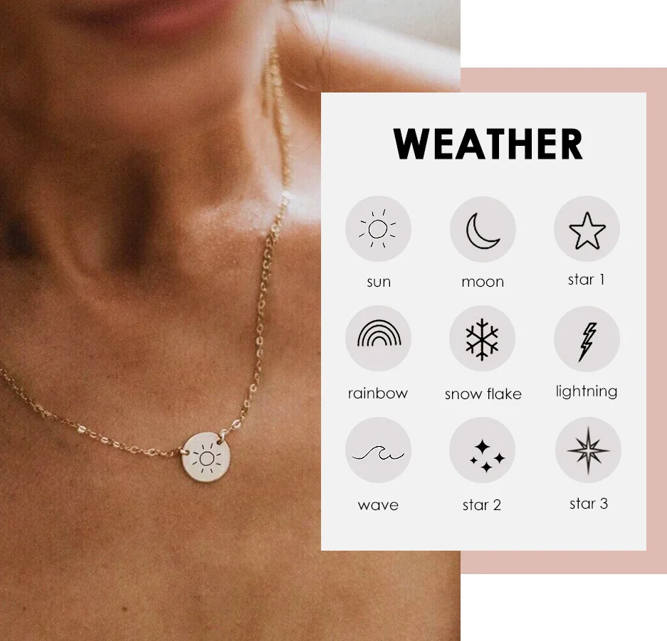 

13MM Stainless Steel Personalized Simple Gold Plated Laser Mountain Sun Moon Stars Lighting Necklace Women, Silver / gold / rose gold