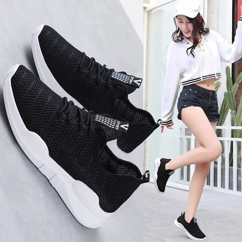 

Fashion all-match casual shoes women new hollow running shoes women, Black,white,green