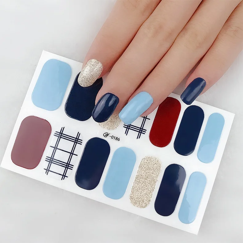 

Fuumuui Korean Nail Wraps Fashionable Brand Joyful Wholesale Nail Polish Stickers Luxury 14pcs, As picture