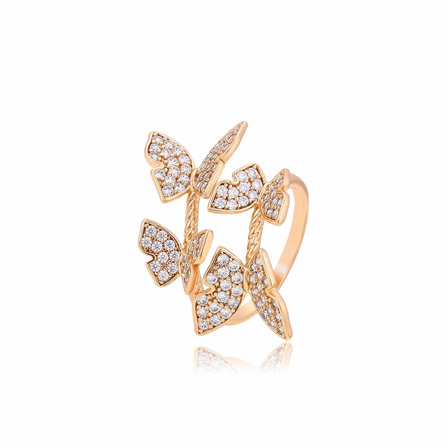 

A00892432 Xuping jewelry simple fashion butterfly want full diamond 18K gold high sense ladies open ring
