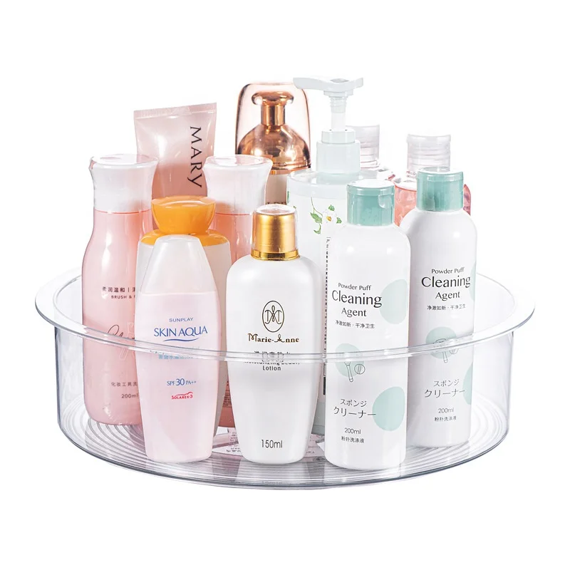

LS0003 Multi-function 360 Degree Rotating Anti-slip Tray Container For Kitchen Cosmetics Turntable Rack Organizer, Clear