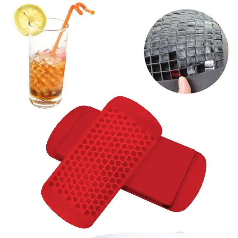 

Flexible 150 Holes Heart Shaped Food Grade Silicone Ice Cube Tray Mold Making Cold Drink For Home Bar Party, Blue,red,gray,black,transparent