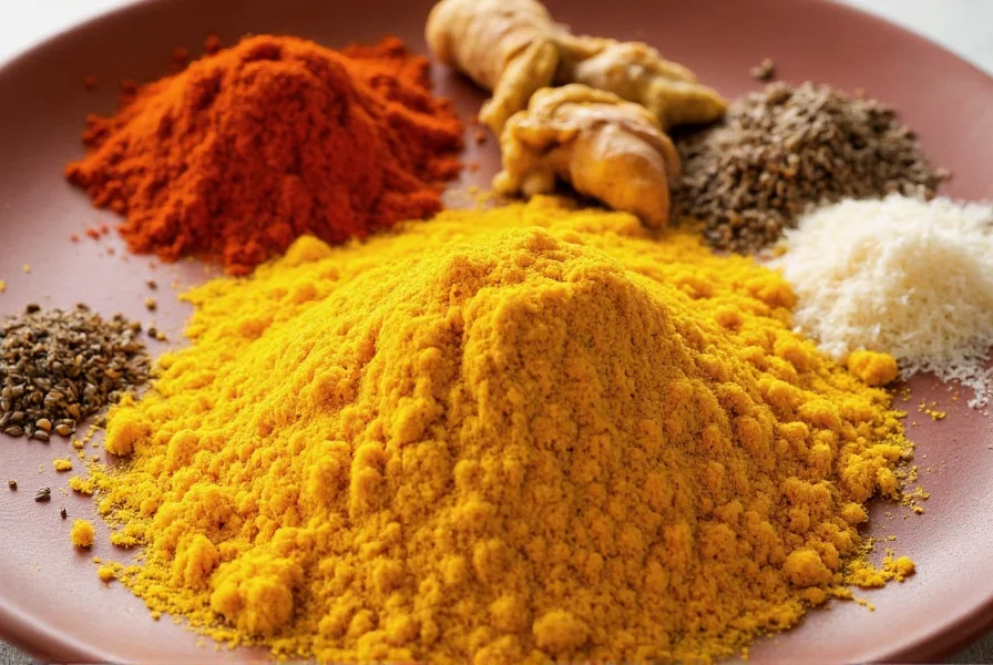 DIY curry powder mix in mason jar with label