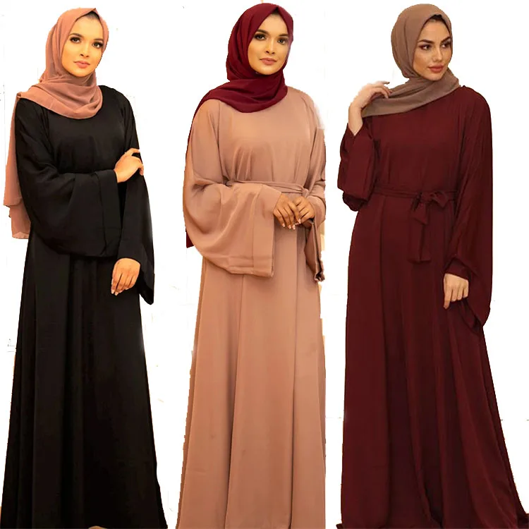

Arab Turkish Jilbab Dubai Women Islamic Plain Color Pray Simple Abaya Long Dress Muslim Islamic Clothing, Photo shown