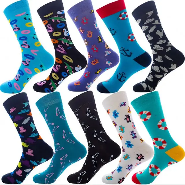 

Colorful Happy Crew Cotton Custom Logo Compression Socks, Custom color