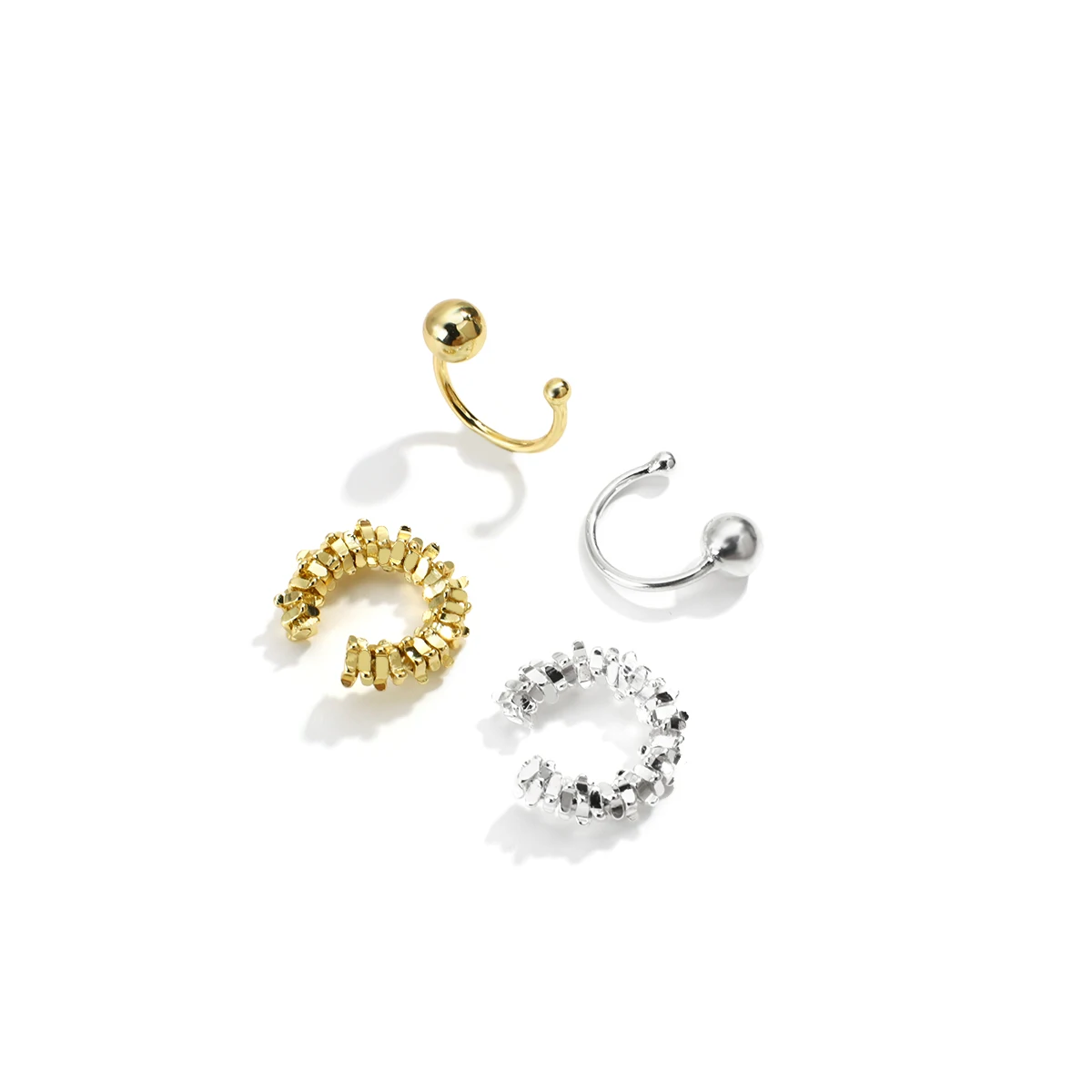 

New Design Simple Double C Shape Copper Clip-on Earrings Women Fashion Jewelry Jewellery Wholesale Custom Aretes