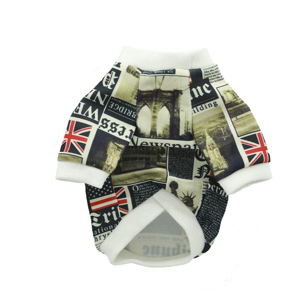 

Trendy Brand Dog Newspaper Pattern Sweater Pet Clothes Small Dog Pet Dog pullover