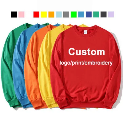 

Customize Wholesale 350 400 470gsm Haogies American Size Blover Plain Crewneck Custon Blank Round Neck Hoodies Sweatshirt, Customized color