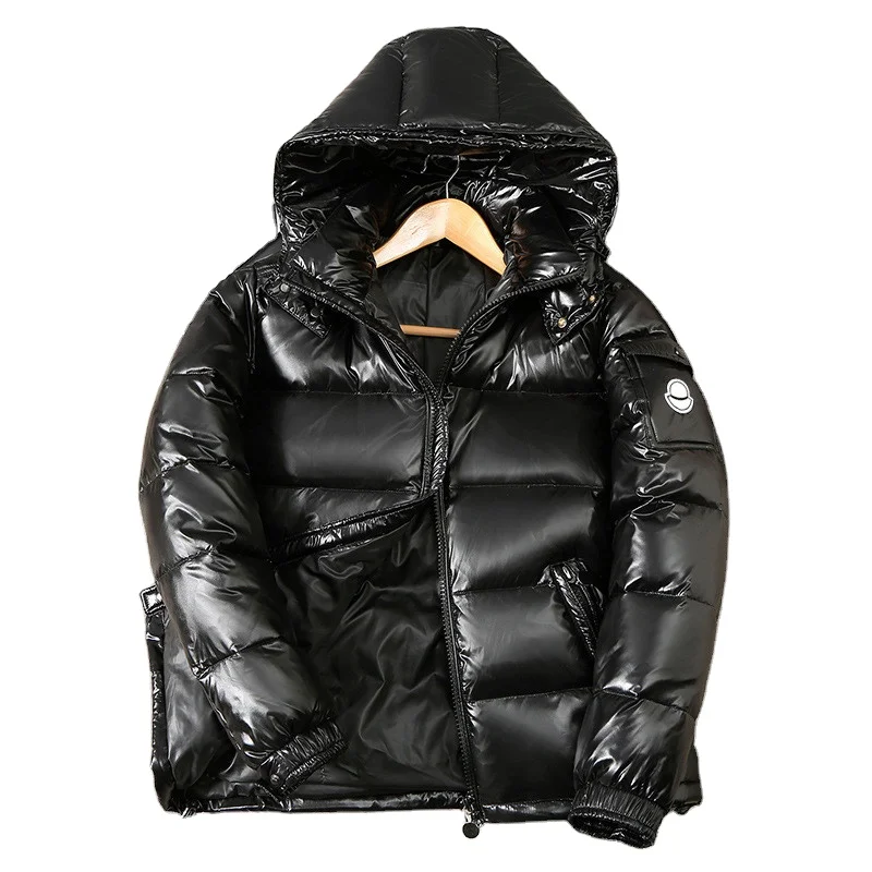 

New fashion men shiny puffer down coat black winter warm bubble jackets wholesale, Black,blue,gray,hkaki or customized