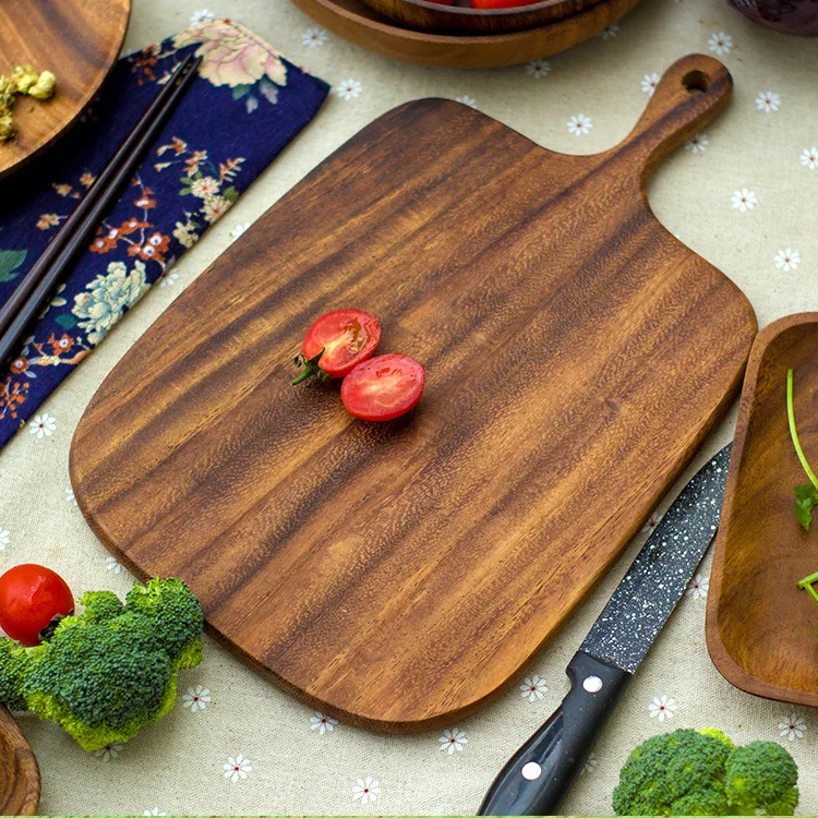 

Logo engraving acacia wood double sides bread tray kitchen cutting board, Acacia wood color