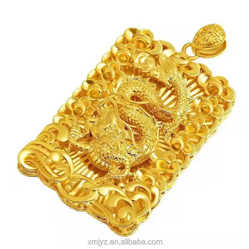 

Brass Gold-Plated Men's Alluvial Gold Necklace Domineering Dragon Head Men's Pendant Live Streaming Hot Supply Direct