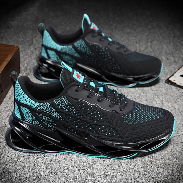 

Stylish model knitting black running sneakers running footwear sport wholesale shoes men sport casual shoes