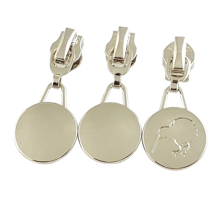 Custom Round Shape Metal Zipper Slider Pullers For Suitcase/clothing