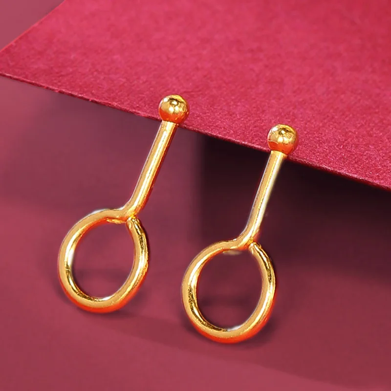 

Certified Gold Stud Earrings Female Glossy Small Round Bead Stud Earrings Gold Bead Ear Hooks Pure Gold 999 2021 Trend