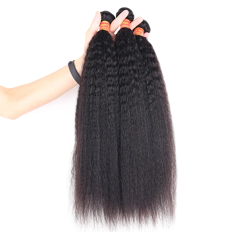 

Yaki 100% Human Hair 2&3 Bundles Kinky Straight Hair Brazilian Virgin Hair Weave Bundles