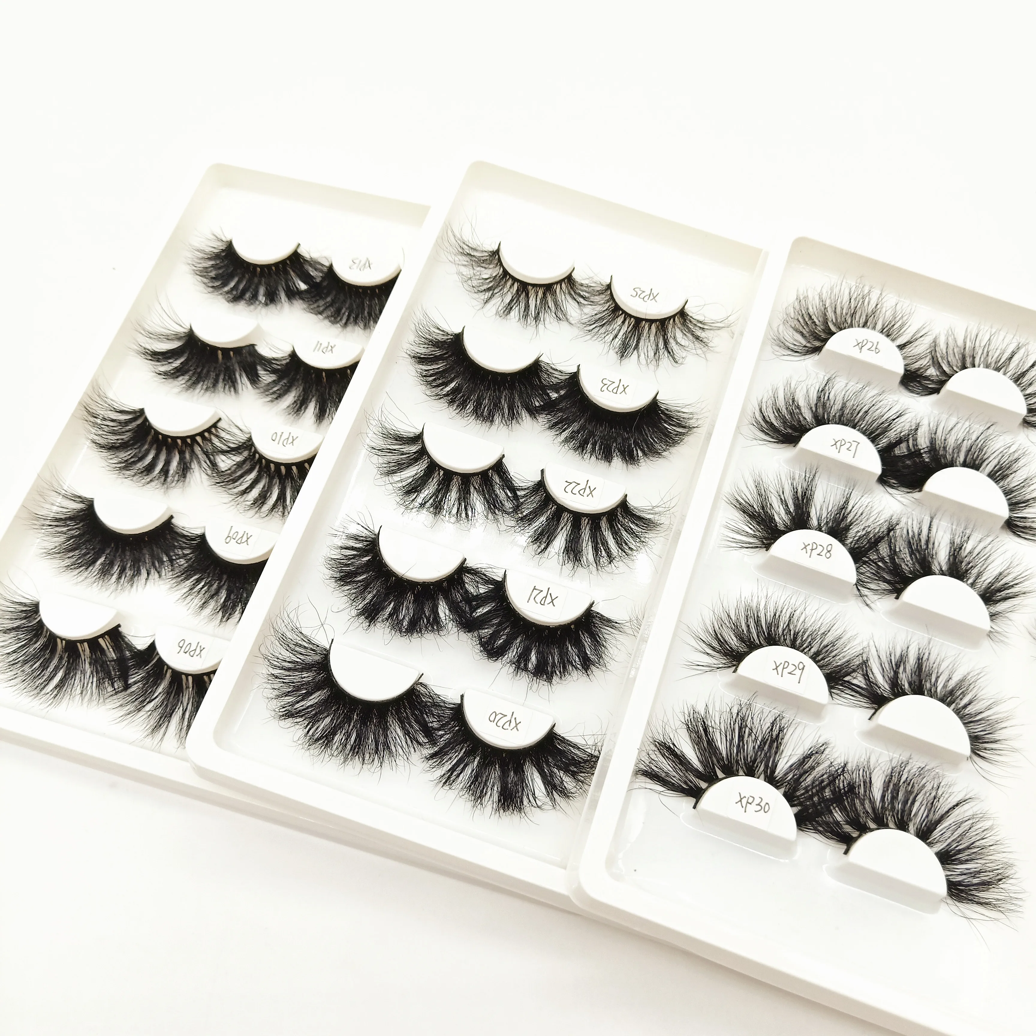 

Hot Selling Full Strip Eyelashes Fluffy 25mm Mink Lashes Luxury Curly Soft Mink Eyelash Wholesale Vendor, Black