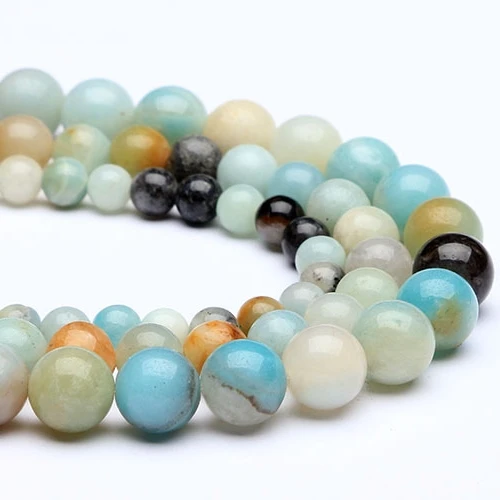 

Natural Amazonite Stone Loose Round Matte Faceted Beads Mix Green Blue Amazonite