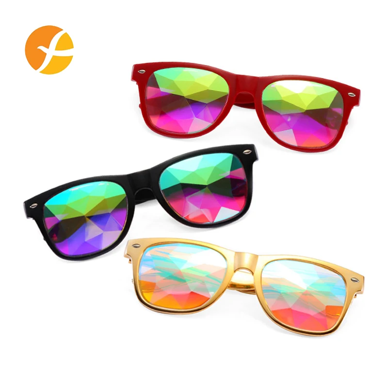 

New Fashion Glasses Rave Men Women Square Shape Kaleidoscope Sunglasses Party Psychedelic Prism Refractive Lens Edm Sunglasses